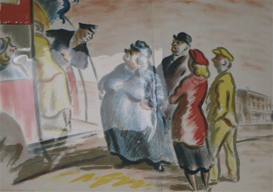 Edward Ardizzone The Bus Stop 45 x61cm unframed